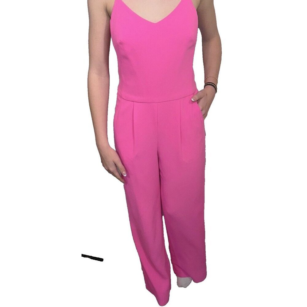 Trina Turk Bubblegum Neon Pink Preppy Designer Classy Jumpsuit Size 0